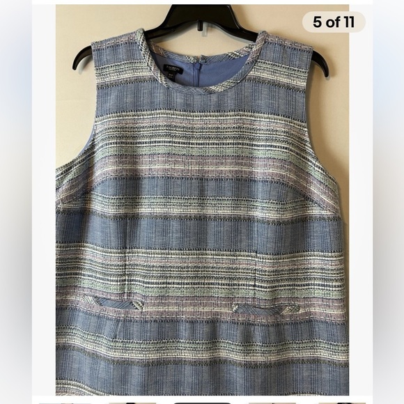 TALBOTS Women’s Blue Stripe Tweed Shift Dress  Sleeveless Sz 16 W Petite - Picture 5 of 10